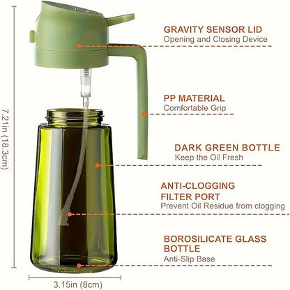 2 in 1 Oil Bottle for kitchen : Dispenses and Spray