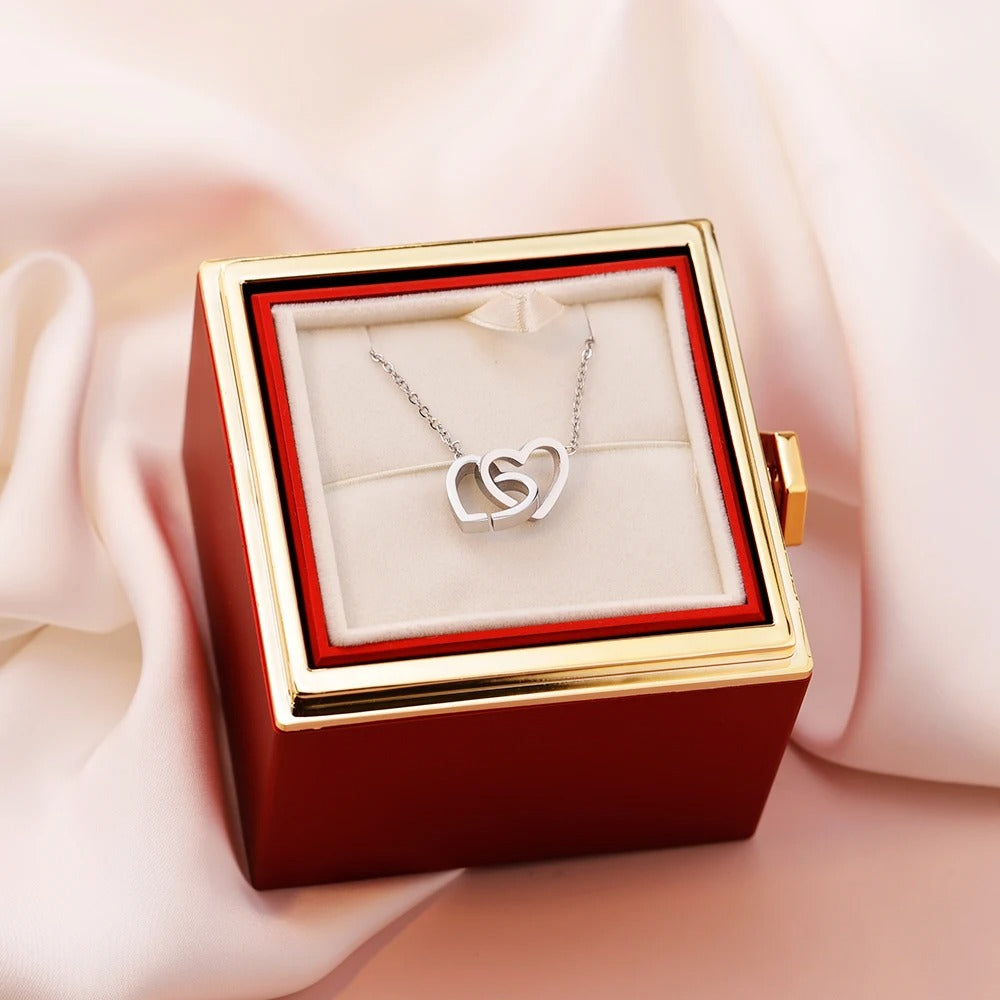 Eternal Love Rose box with Locked Heart Necklace