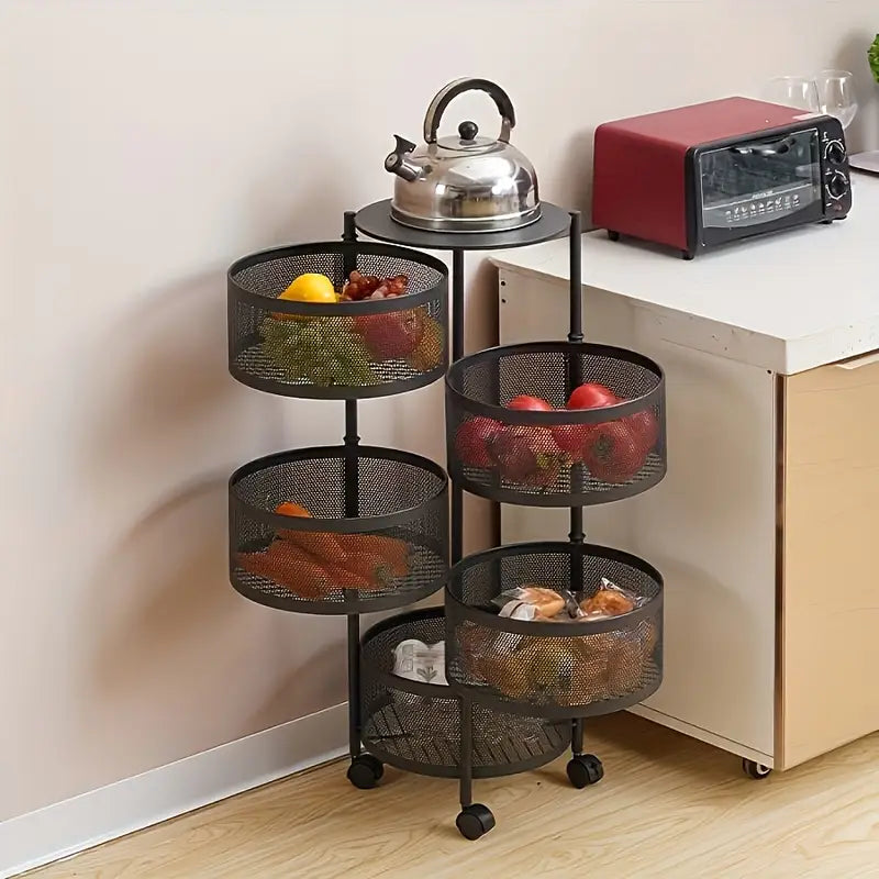 Rotating Storage Shelves Rack for Kitchen - 4 Layer