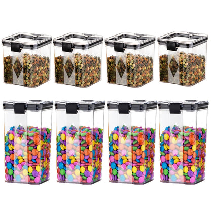 Plastic Container for storage - Air Tight - (Transparent, 700 ML & 1100 ML, Set Of 8)