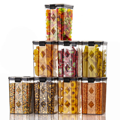 Plastic Container for storage - Air Tight - (Transparent, 700 ML & 1100 ML, Set Of 8)