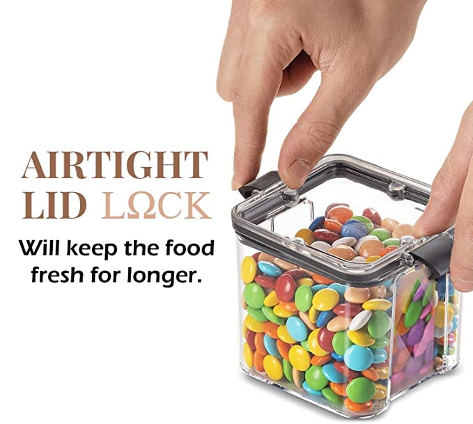 Plastic Container for storage - Air Tight - (Transparent, 700 ML & 1100 ML, Set Of 8)