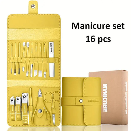 16 in 1 Manicure & Nail Care Set with Leather Case